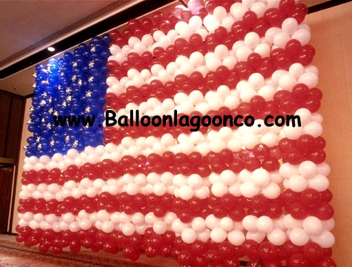 American flag balloon wall for a patriotic Los Angeles celebration