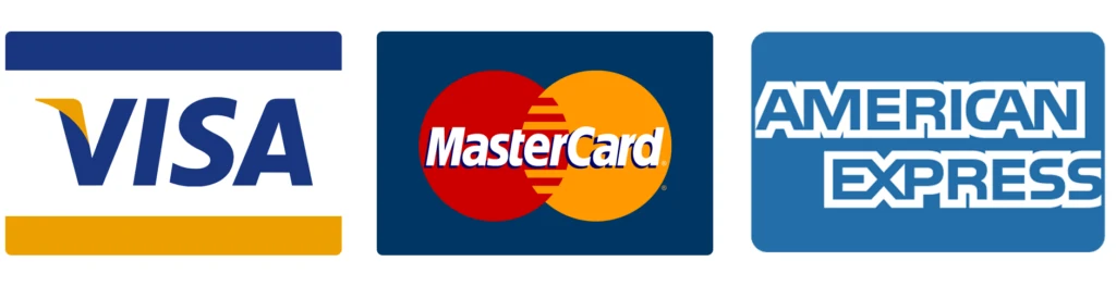 Visa, Mastercard, and American Express accepted